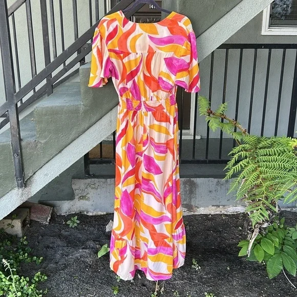 Anthropologie Abel the Label High Low Maxi Dress Wedding Guest Resortwear Sz M - Picture 7 of 8